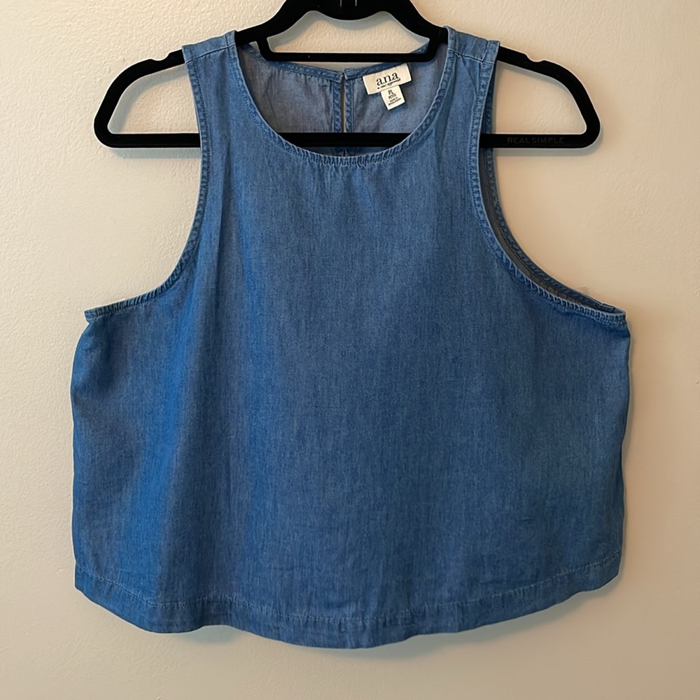 Ana Chambray Boxy Tank Top Petite Large